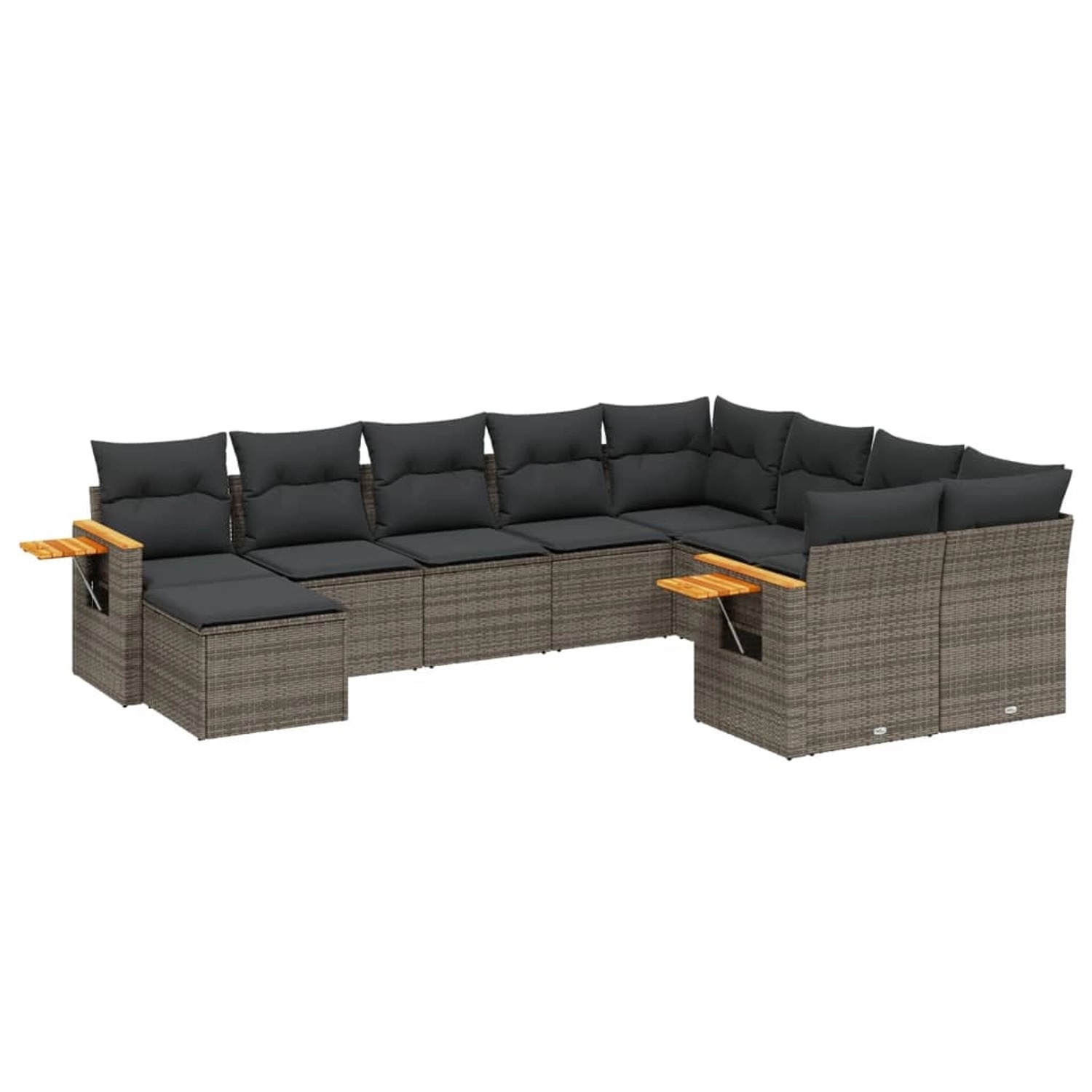 vidaXL 10-Tlg Garten-Sofagarnitur mit Kissen Grau Poly Rattan 3259561 günstig online kaufen