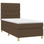 Dunkelbraunes vidaXL Boxspringbett 80x200 cm mit Stoffbezug und Matratze.