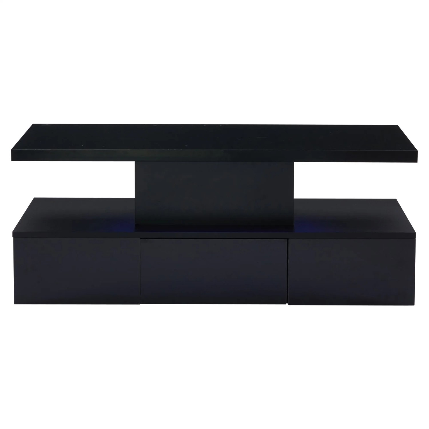 Okwish Couchtisch Mit Led Licht Ausstellungsregal Schiebeschublade 100x50x39cm Schwarz