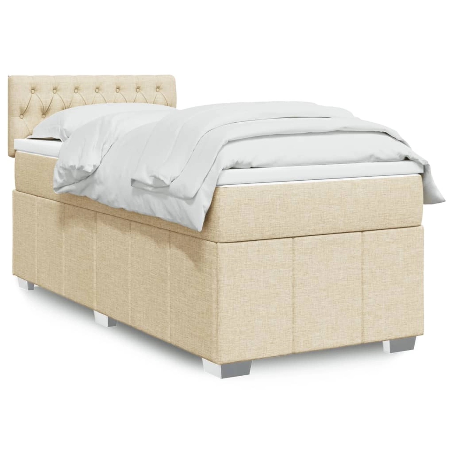 vidaXL Boxspringbett mit Matratze Creme 80x200 cm Stoff 3289207 günstig online kaufen