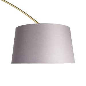 QAZQA Bogenlampe XXL, Messing/Grau: Stoffschirm und Marmorfuß. Elegante Innenleuchte für Wohnräume.