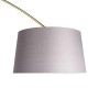 QAZQA Bogenlampe XXL, Messing/Grau: Stoffschirm und Marmorfuß. Elegante Innenleuchte für Wohnräume.