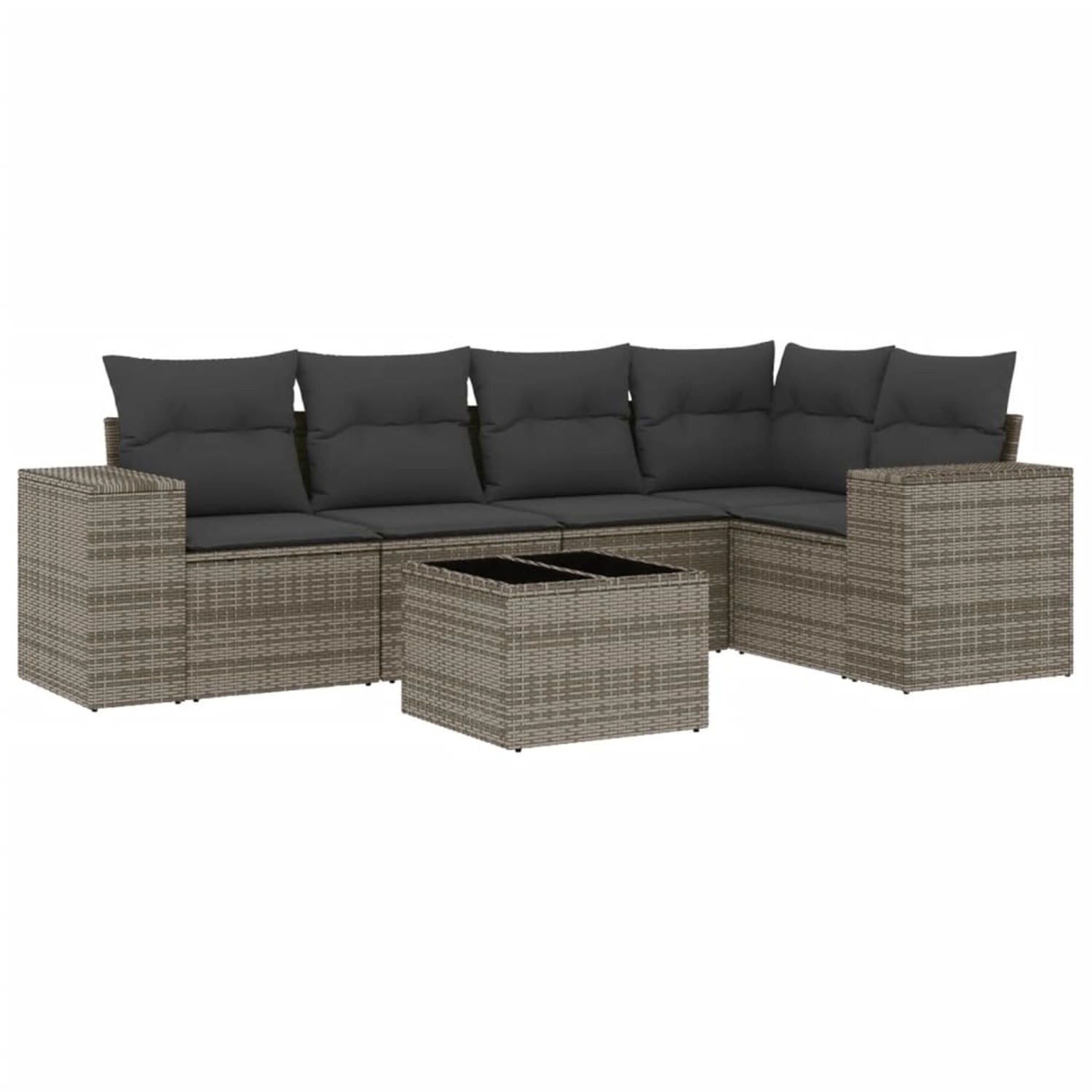 vidaXL 6-Tlg Garten-Sofagarnitur mit Kissen Grau Poly Rattan 3254877 günstig online kaufen