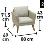 Sessel des Sofa-Lounge-Sets Borup, Wicker Beige, mit Maßen
