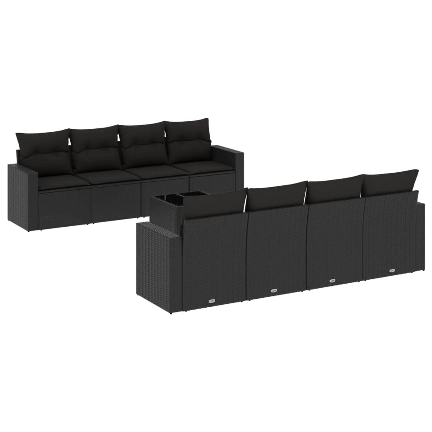 vidaXL 9-Tlg Garten-Sofagarnitur mit Kissen Schwarz Poly Rattan 3218735 günstig online kaufen