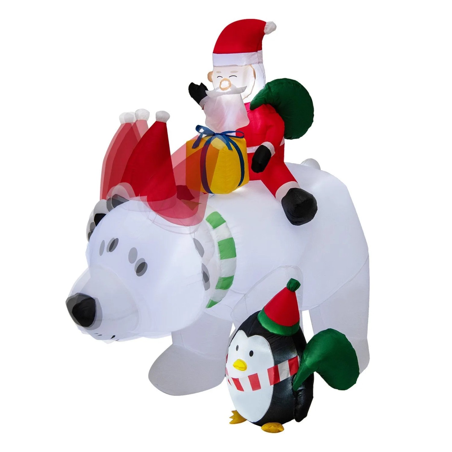 Costway Aufblasbarer Weihnachtsmann Eisbär mit Pinguin 210cm