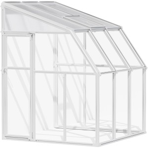 Palram Canopia Gewächshaus Sun Room, 200x201 cm, weiß, mit Polycarbonat Dach und Acrylglas Wänden.