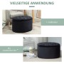 Schwarze, ovale HOMCOM Sitzbank aus Samt mit Knopfleiste. Vielseitig als Fußhocker und Stauraum-Möbelstück.