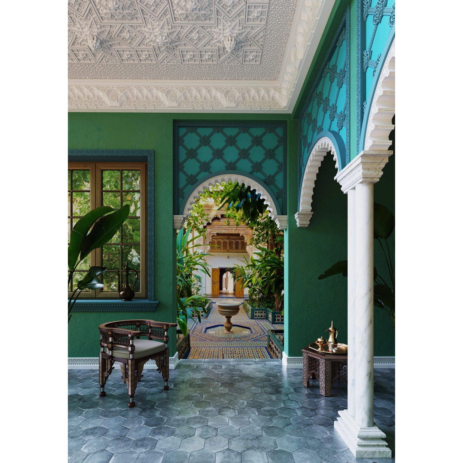 PROFHOME Wandleisten-Set, 6 weiße Friesleisten (12,12 m) im marokkanischen Stil für den Innenbereich.