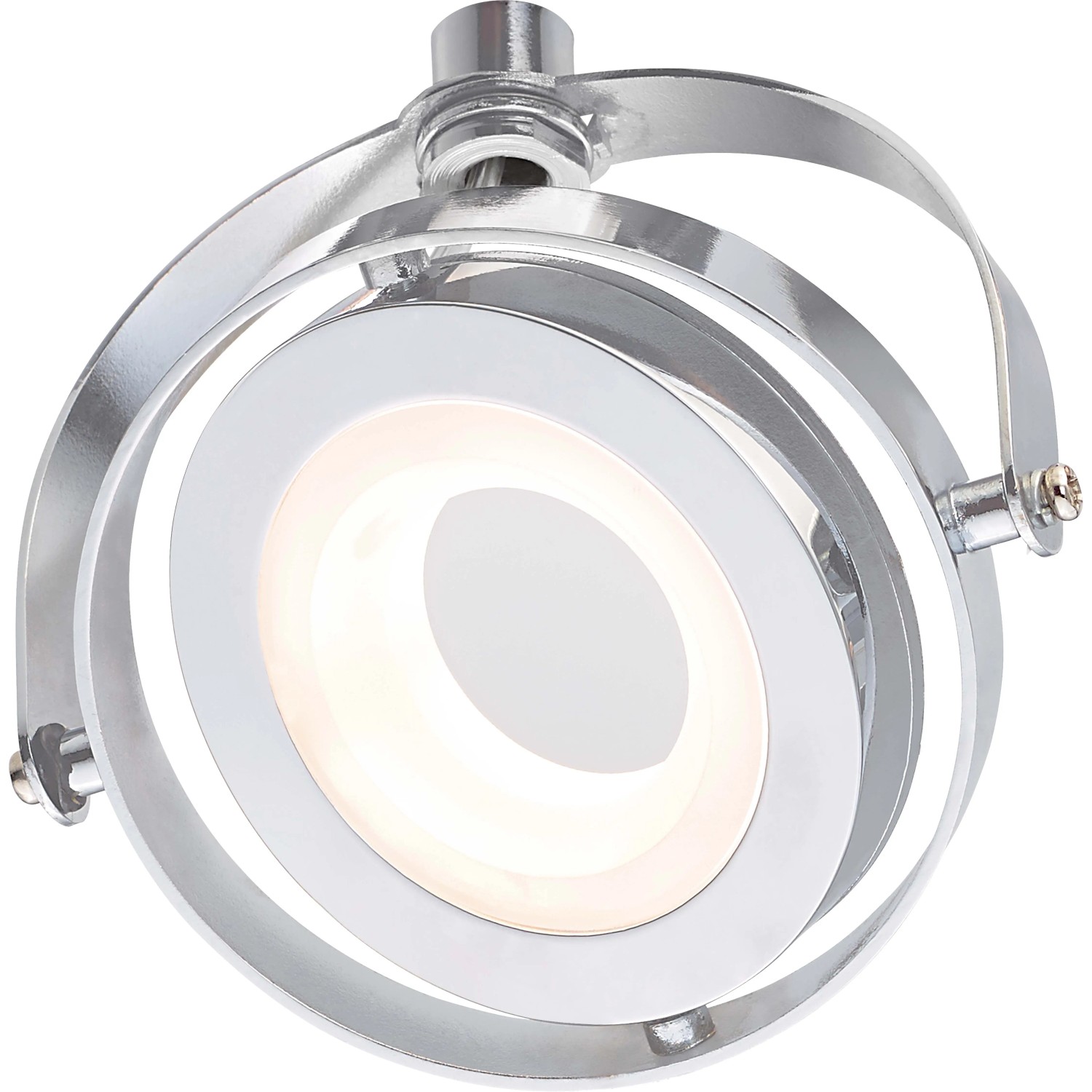 Moderner LED Spot Montaro von OBI LIGHTING in Chrom-Optik mit schwenkbaren Spots.