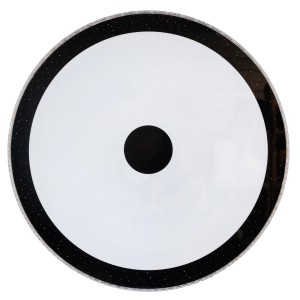 Weiße LED Deckenleuchte Shining Magic, 40W, Ø 50cm mit Glitzer-Effekt und schwarzem Rand.