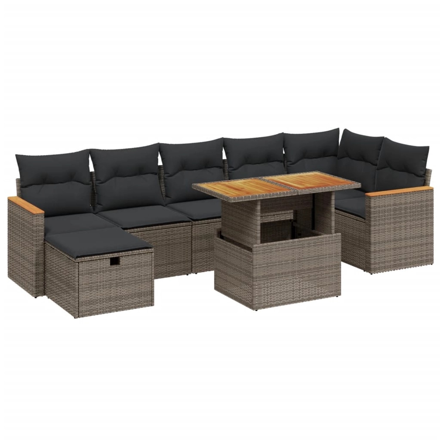 vidaXL 8-Tlg Garten-Sofagarnitur mit Kissen Grau Poly Rattan 3276049 günstig online kaufen