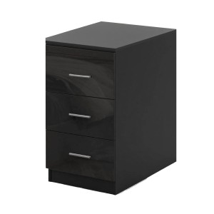 Schwarzer Costway Nachttisch mit 3 Schubladen, ideal für mehr Stauraum im Schlafzimmer.