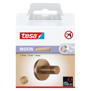 Tesa Handtuchhaken Moon, bronze, zur einfachen Montage ohne Bohren im Bad.
