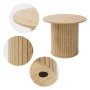 Runder Couchtisch ML-Design Ø60 cm in Holz-Optik Braun. Glatte Platte, zylindrischer Fuß mit vertikalen Rillen. Modernes Design.