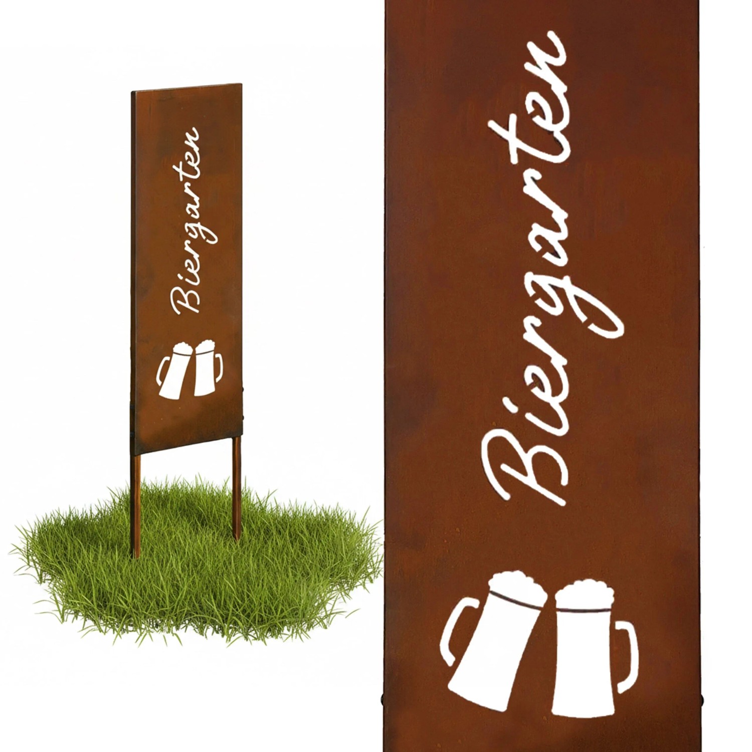 Relaxdays Gartenstecker Eisen Rostbraun Wetterfest 115 cm x 28 cm