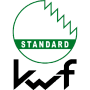 Logo: Weißer Kreis mit Zacken und grünem "STANDARD" Schriftzug.
