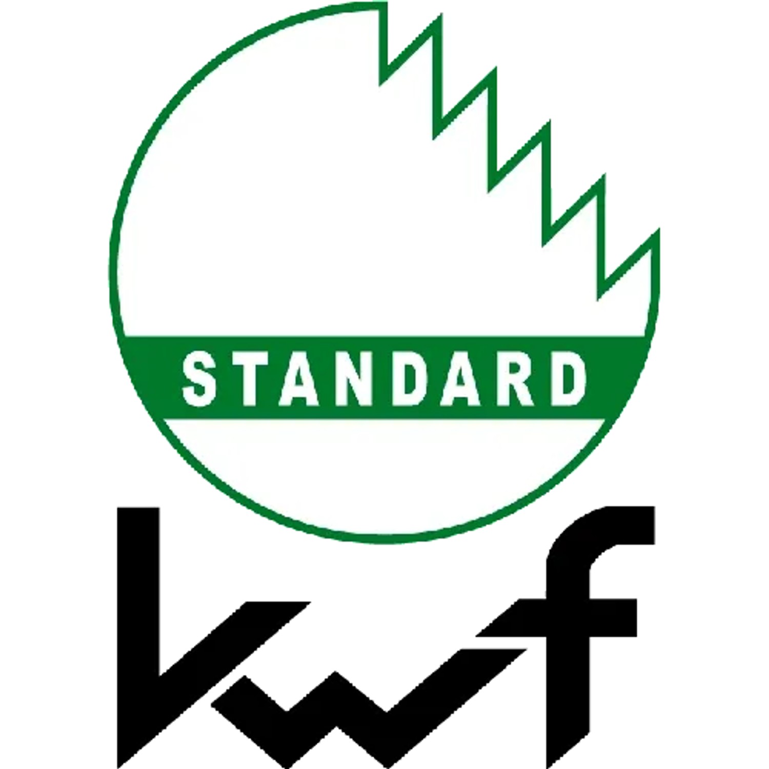 Logo: Weißer Kreis mit Zacken und grünem "STANDARD" Schriftzug.
