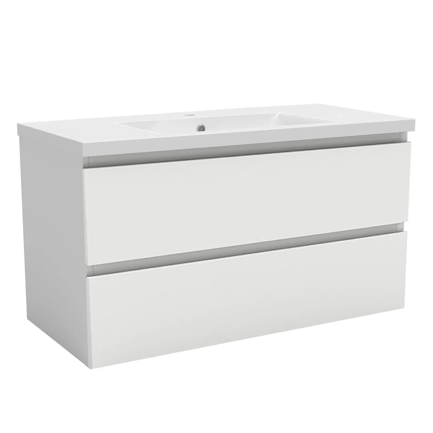 AICA Waschtisch mit Unterschrank 100 cm Aalst Badmöbel Set 2 tlg. Waschbecken mit Unterschrank Weiß Matt Softclose