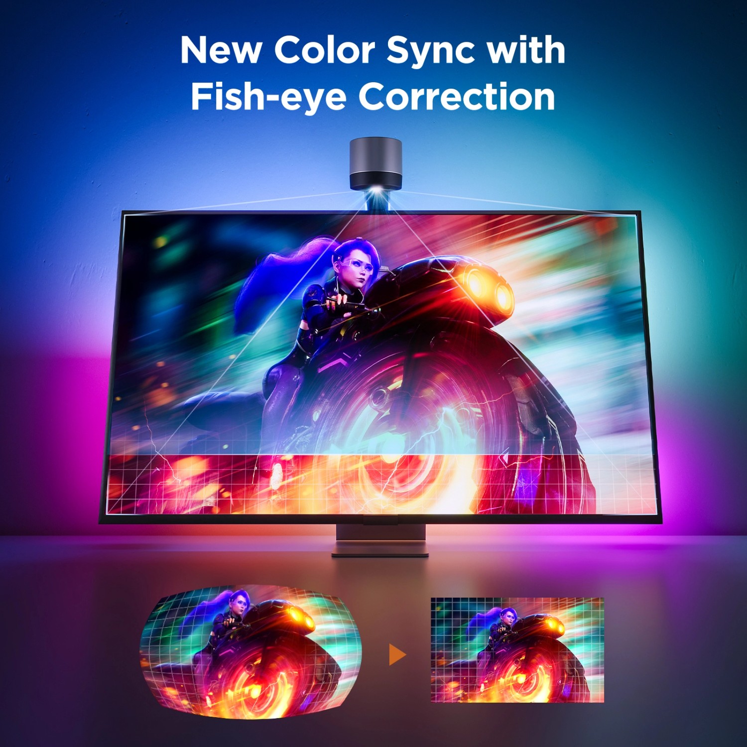 Govee X Netflix TV-Hintergrundbeleuchtung 3S (55-65 Zoll) mit Smart-Kamera und Farbübertragung.