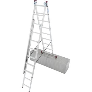 Krause Corda Vielzweckleiter 3x9 Sprossen in Treppenversion, Aluminiumleiter