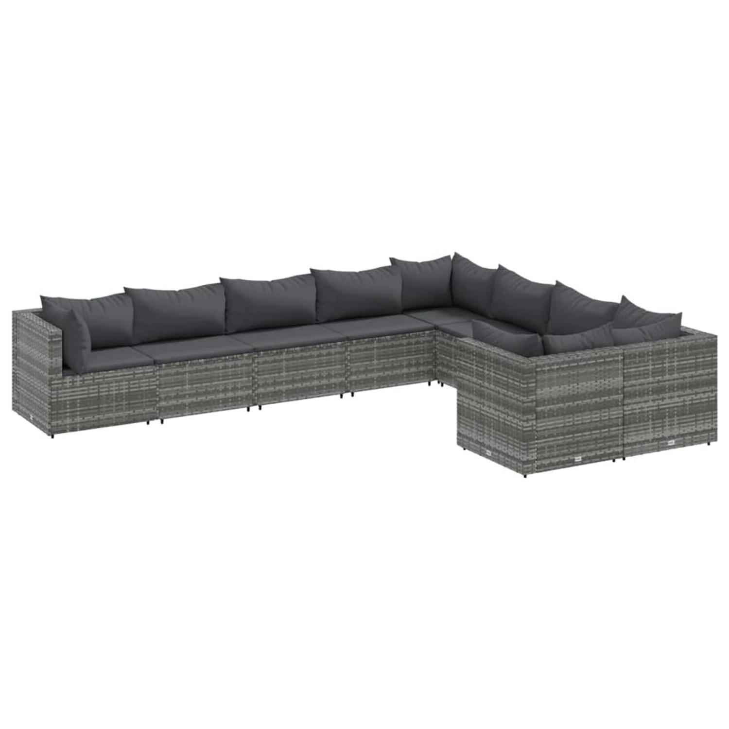 vidaXL 9-tlg Garten-Sofagarnitur mit Kissen Grau Poly Rattan Modell 141 günstig online kaufen