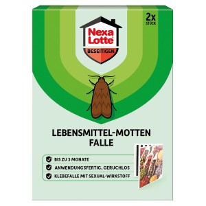Nexa Lotte Lebensmittelmottenfalle, 2er-Pack. Lockstofffalle gegen Lebensmittelmotten in Küche und Vorratsschrank.