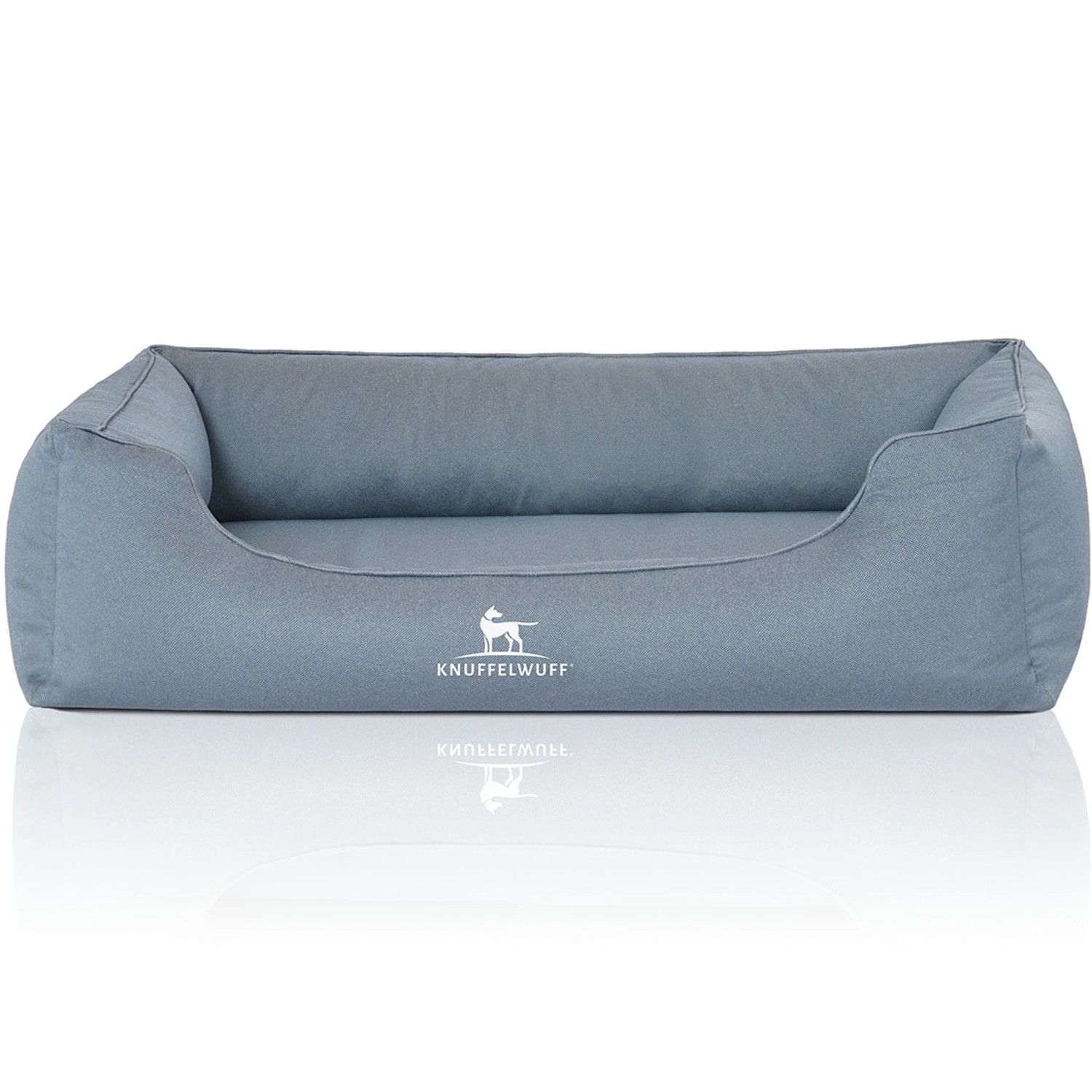 Knuffelwuff Hundebett Leon Orthopädisch Wasserabweisend Velours XL 105 x 75cm Hellblau