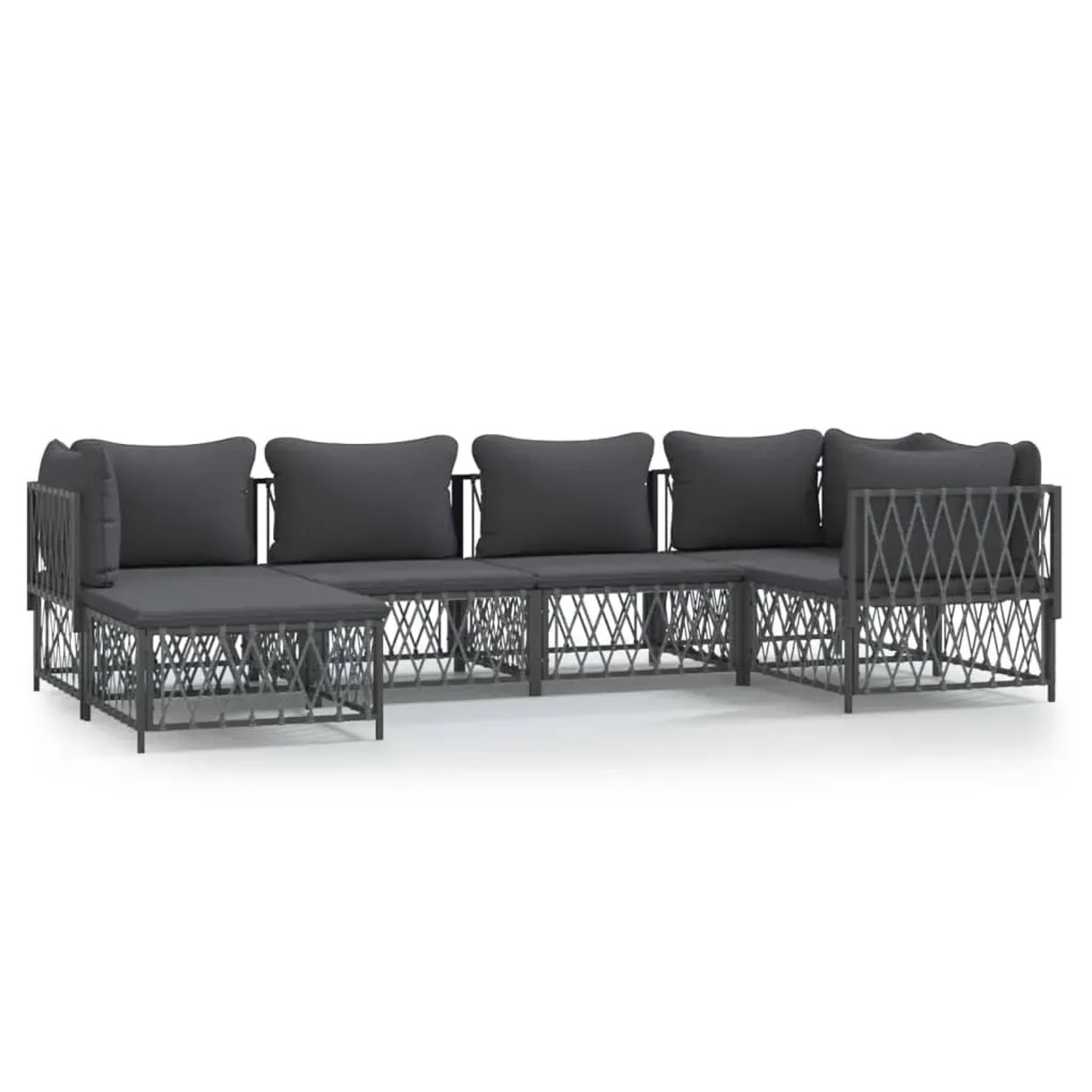 vidaXL 6-Tlg Garten-Lounge-Set mit Kissen Anthrazit Stahl 3186893