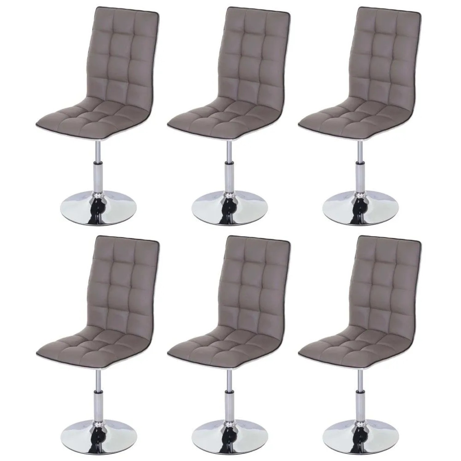 MCW Esszimmerstuhl C41 6er-Set Taupe-Grau Kunstleder