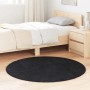 Schwarzer, runder vidaXL Hochflorteppich NAVARRA, 120x120 cm, im Schlafzimmer.