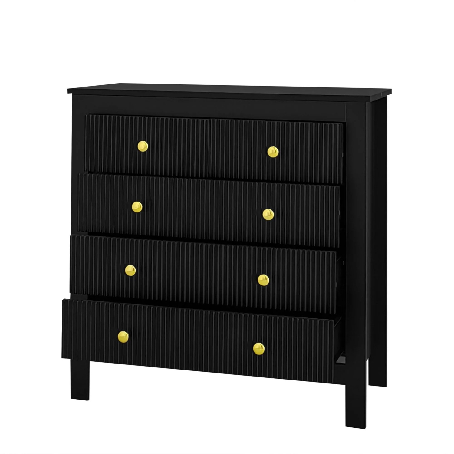 okwish Sideboard mit Spezialtüren Goldgriffen Stauraum Wohnzimmer 80.5x39.5x79cm Schwarz