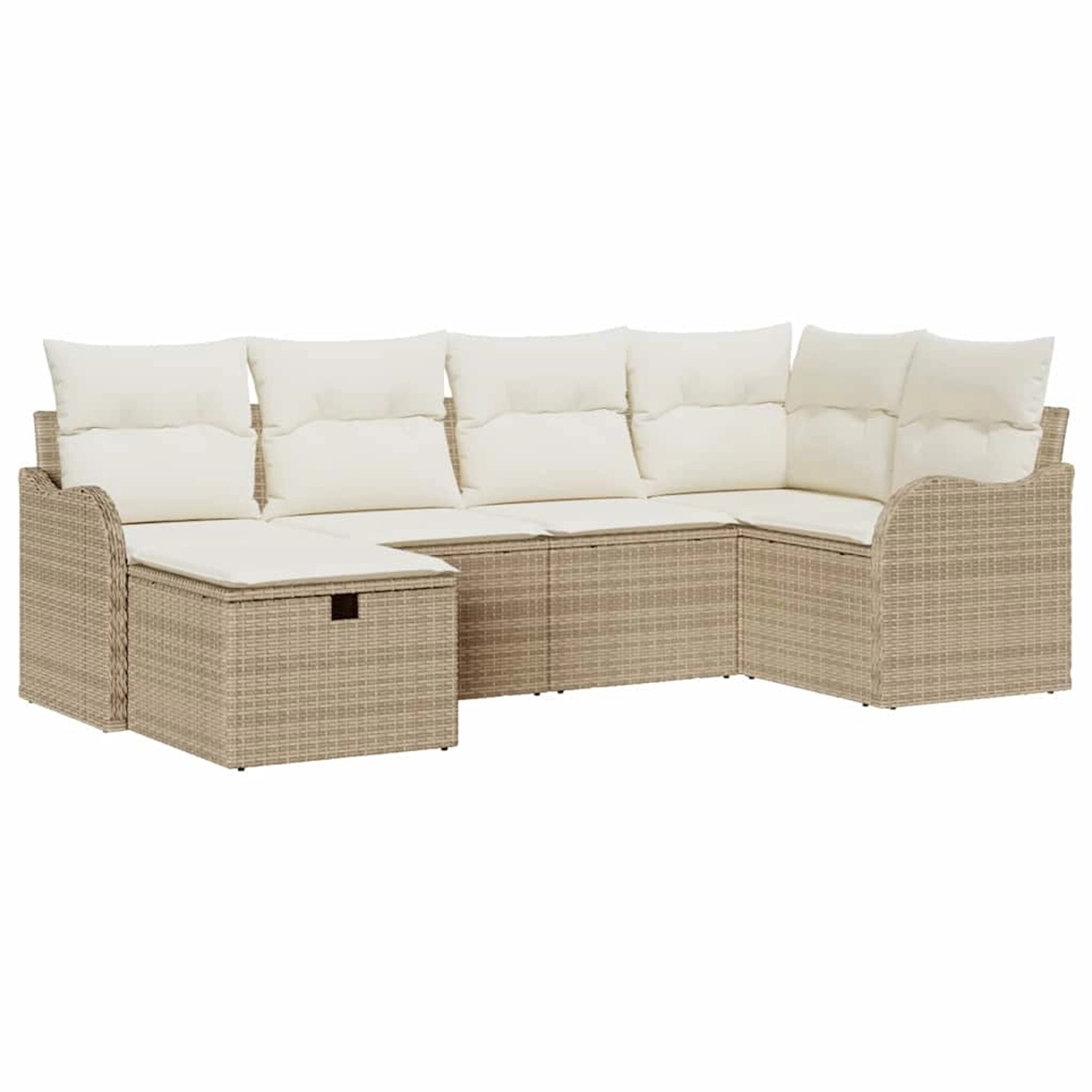 vidaXL Garten-Sofa-Set mit Kissen mit Speicher 6-Tlg Beige Poly Rattan 3360 günstig online kaufen