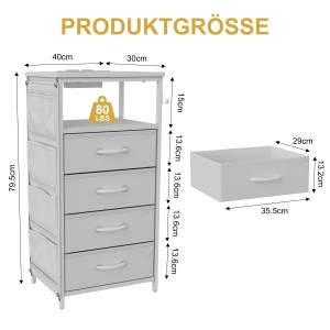 PXloue Kommode mit LED-Beleuchtung und USB Kunstleder für Schlafzimmer/Wohnzimmer Weiß