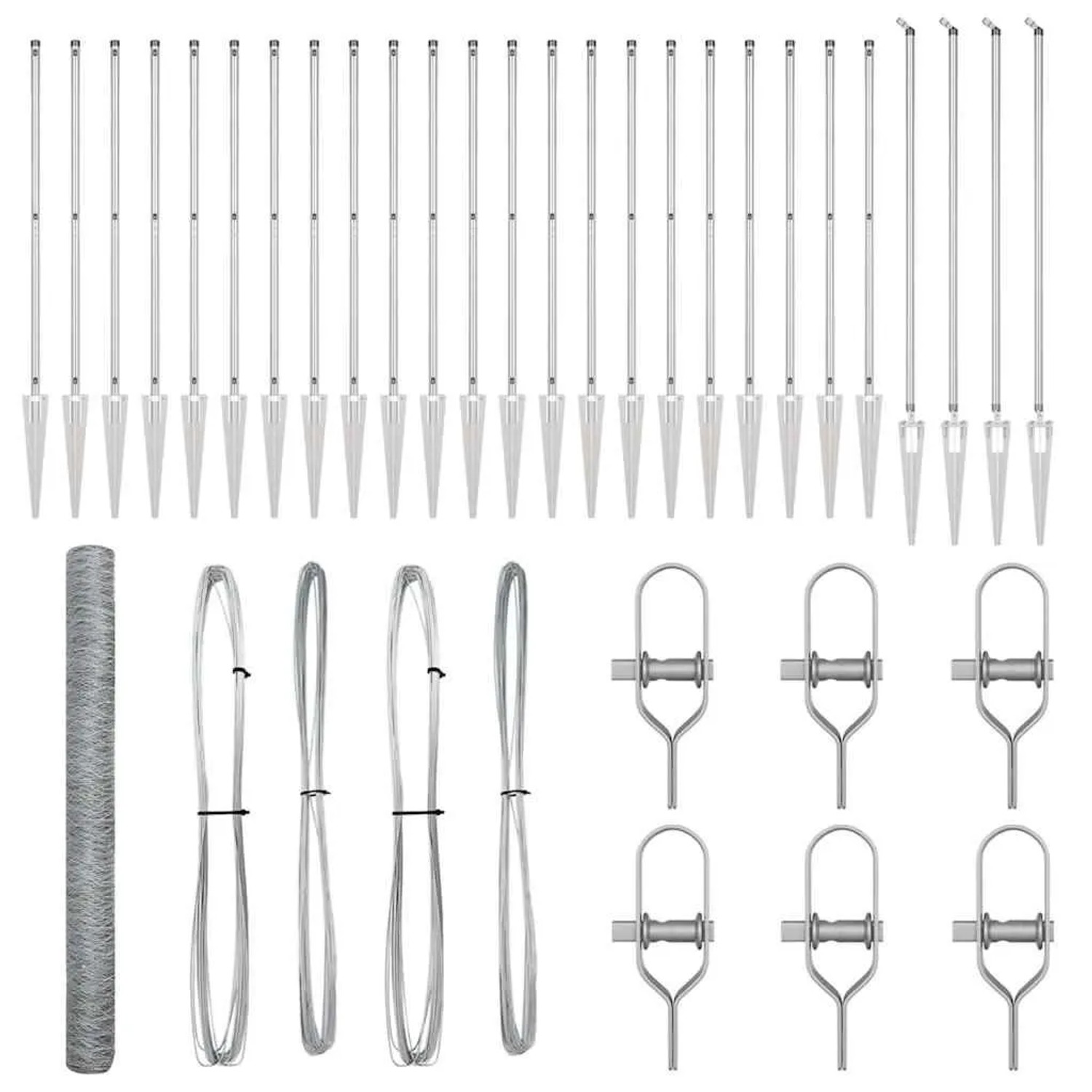 vidaXL Zaunpfosten Silber 50 x 1,5 m 36 mm Maschenweite Stahl 3353426 günstig online kaufen