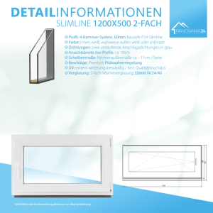 Framelux Kunststofffenster Slimline, 1200x500 mm, 2-fach Verglasung, Rechtsanschlag, Weiß.