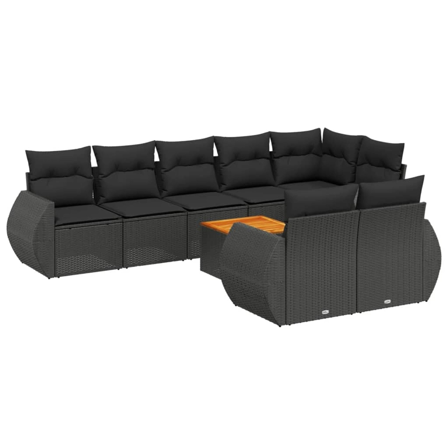 vidaXL 9-tlg Garten-Sofagarnitur mit Kissen Schwarz Poly Rattan Modell 136 günstig online kaufen