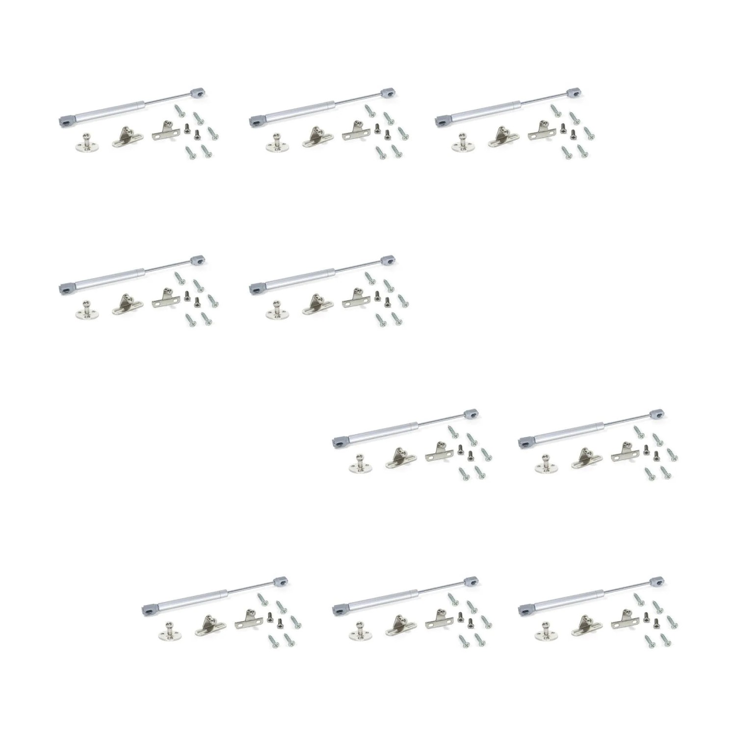 Emuca Kit von 10 Kolben H für Klapptür 5kg 80mm Lauf mit Halterungen Stahl und Kunststoff Metallic Grau