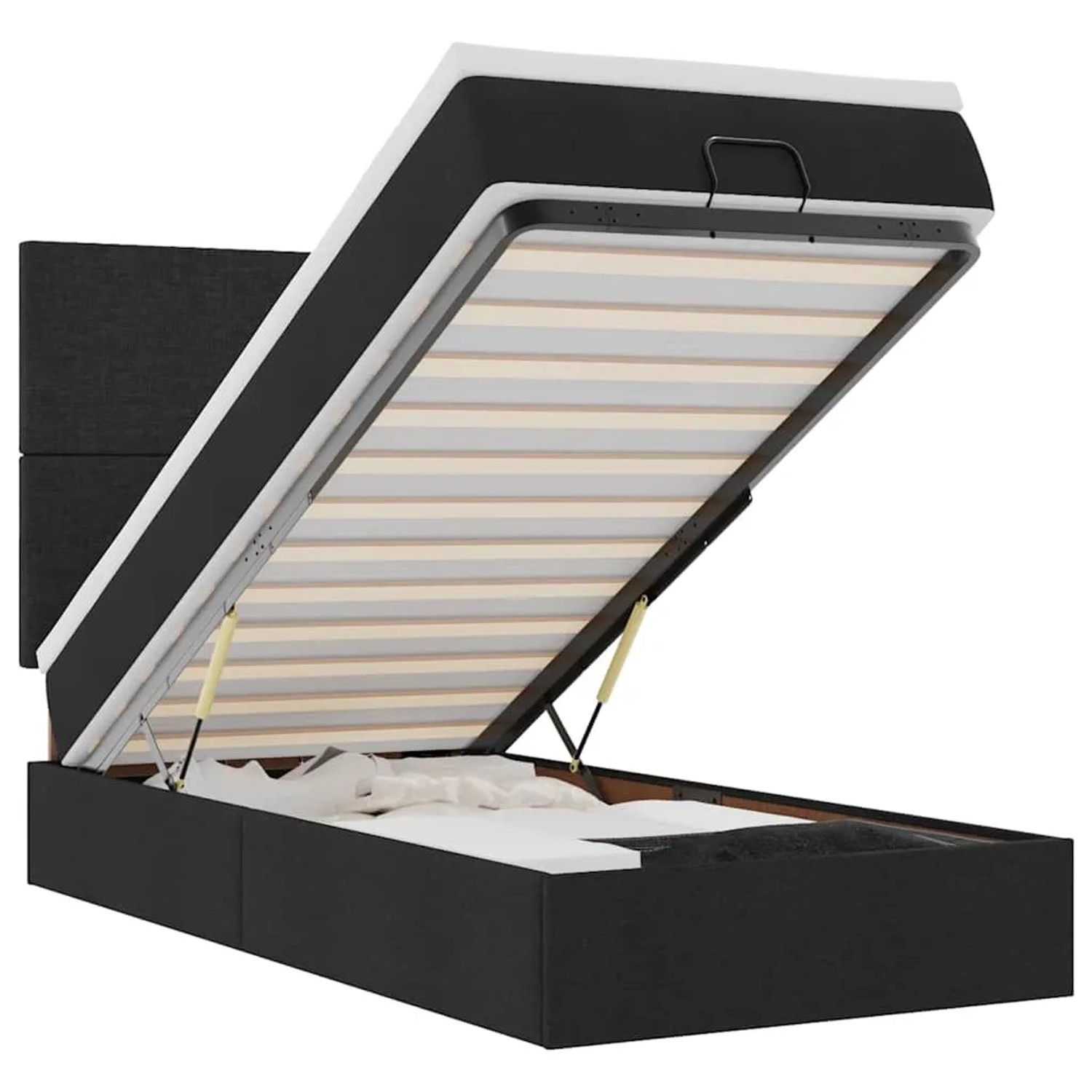 vidaXL Ottoman-Bett mit Matratze & LEDs Schwarz 100x200 cm Stoff 3313901
