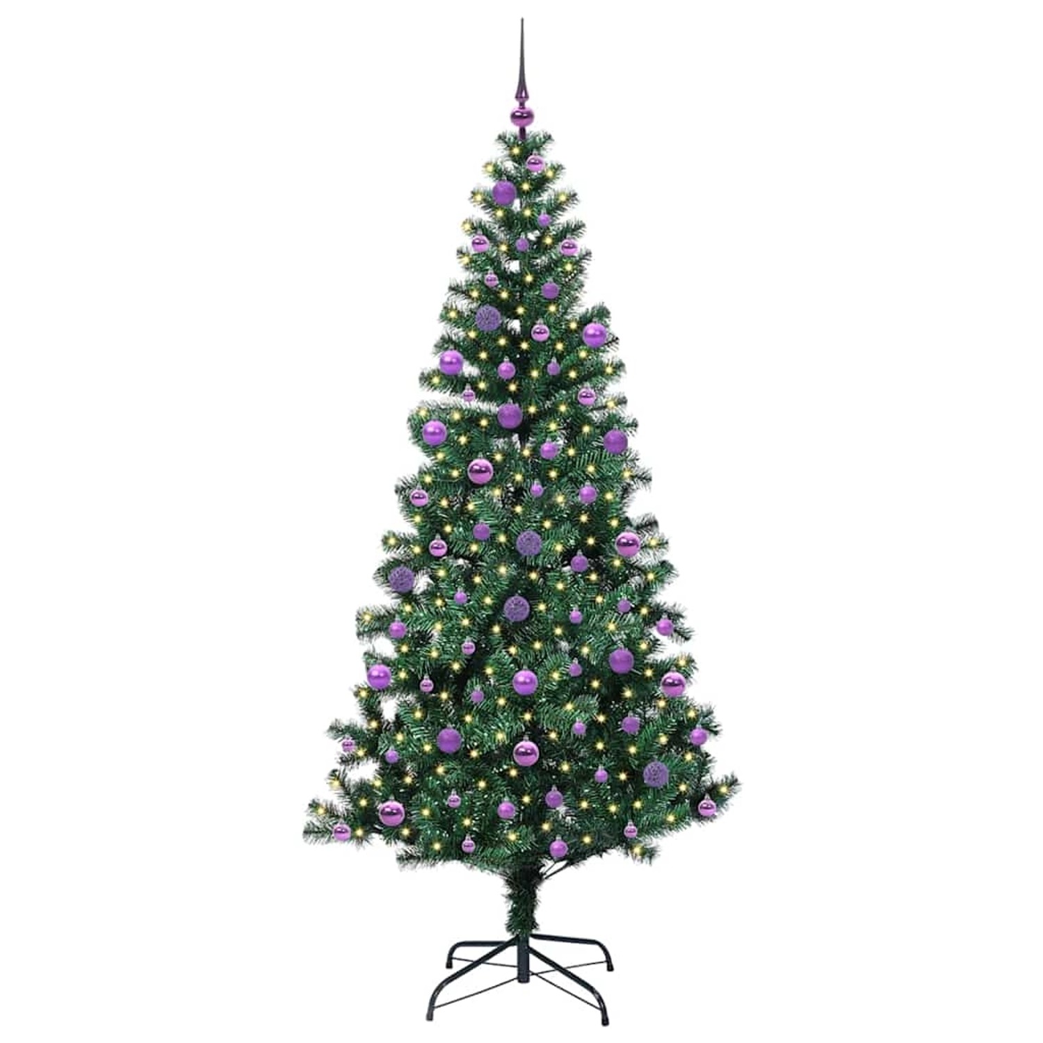 vidaXL Künstlicher Vorbeleuchteter Weihnachtsbaum Grün 210 cm 3396781