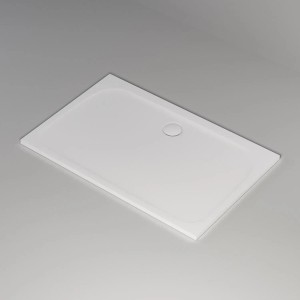 Rechteckige, weiße pianura Duschwanne Emilia aus Mineralguss, 140x90 cm.