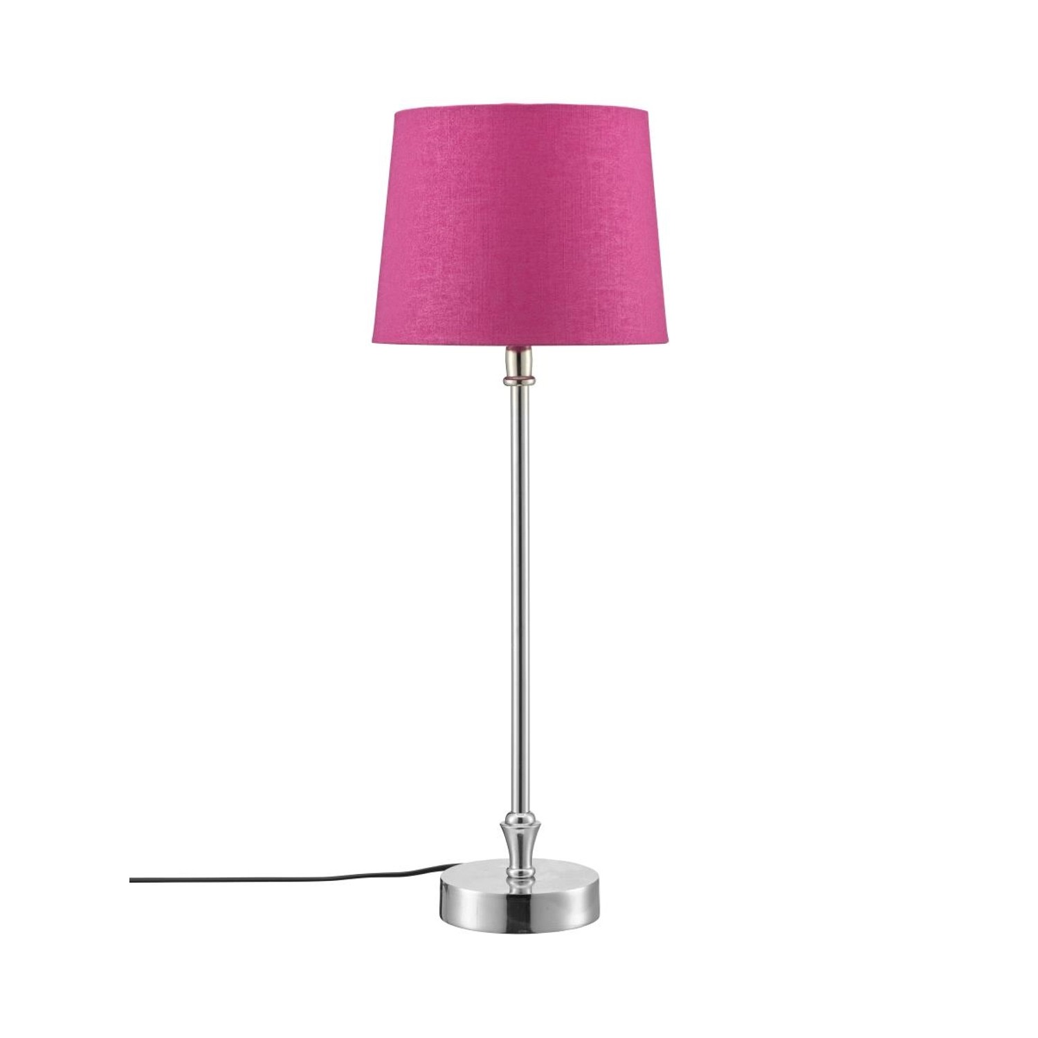 PR Home Liam schmale Fensterbank Tischlampe Chrom Textilschirm Fuchsia E27 günstig online kaufen