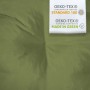 Olivegrüne Beautissu Sonnenliegen-Auflage mit OEKO-TEX Standard 100 Label und stilvollen Heftungen für Gartenliegen.