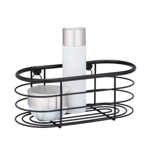 WENKO Wandablage Trestina, Edelstahl schwarz, mit Badartikeln. Drahtdesign.