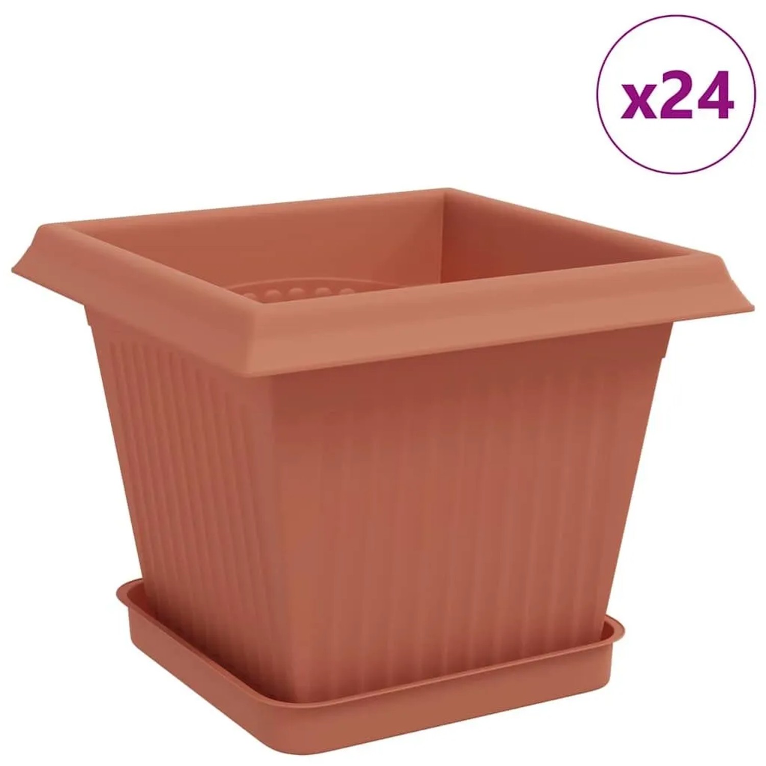 vidaXL Blumentöpfe 24 Stk Ziegelrot 20 x 20 x 16 cm Kunststoff 3403305