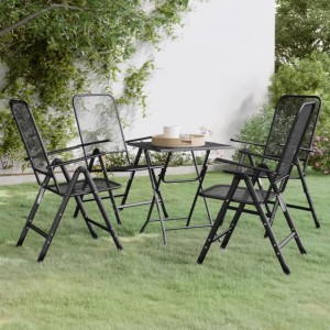 vidaXL 5-tlg. Garten-Essgruppe aus Streckmetall in Anthrazit. Klappbare Gartenmöbel für Terrasse und Garten.
