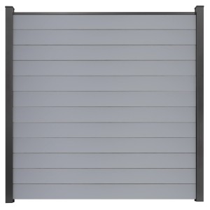 GroJa Steckzaun Schmal Basicline, 180x180 cm, silbergrau. Sichtschutzzaun aus Kunststoff für den Garten.