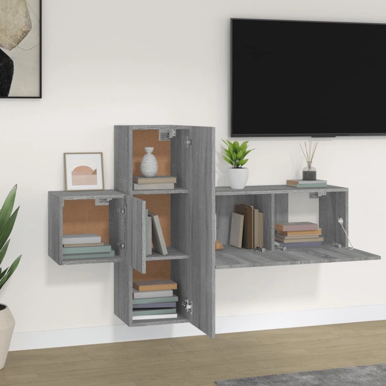 VidaXL 3-tlg. TV-Schrank-Set Grau Sonoma Holzwerkstoff  Modell 5