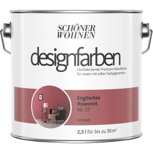 Schöner Wohnen Designfarben Englisches Rosenrot, matte Wandfarbe im 2,5 l Eimer.