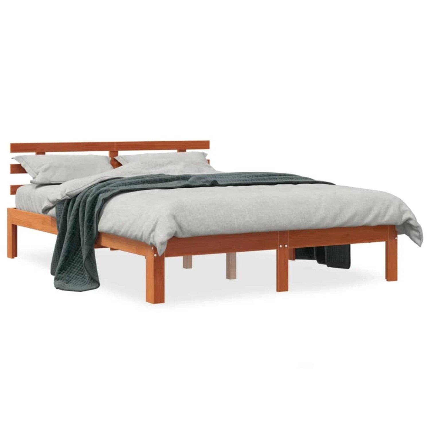 vidaXL Massivholzbett ohne Matratze Wachsbraun 140x190 cm Kiefernholz 84427 günstig online kaufen